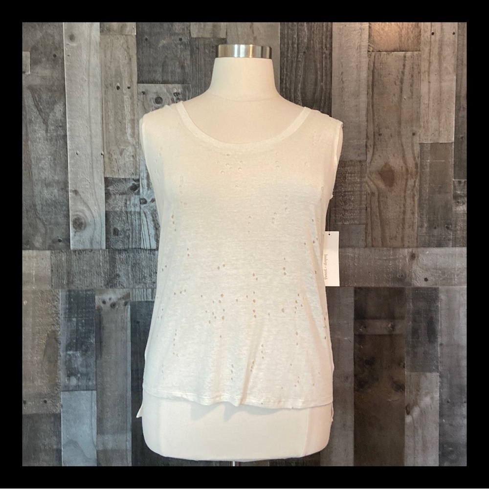 NWT! Bishop + Young Jamie Tank sleeveless top medium laser cut quiet luxury rave